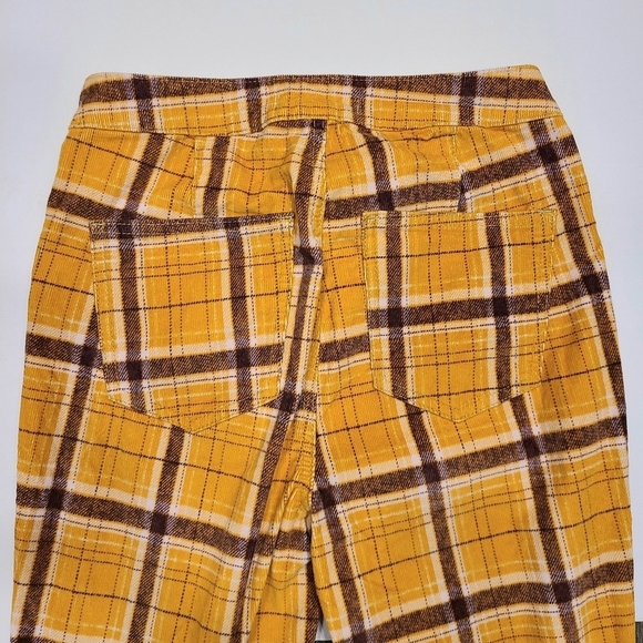 Free People Just Float On Mustard Plaid Wide Leg Flare Bell Corduroy Pants 26 - Picture 12 of 16